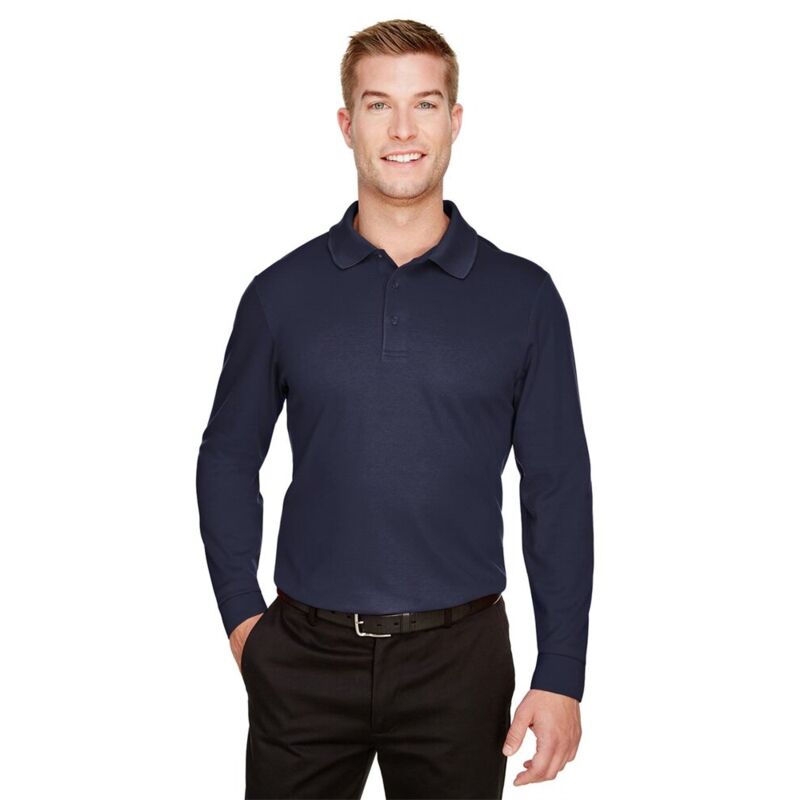 Men's CrownLux Performance® Plaited Long Sleeve Polo Thumbnail