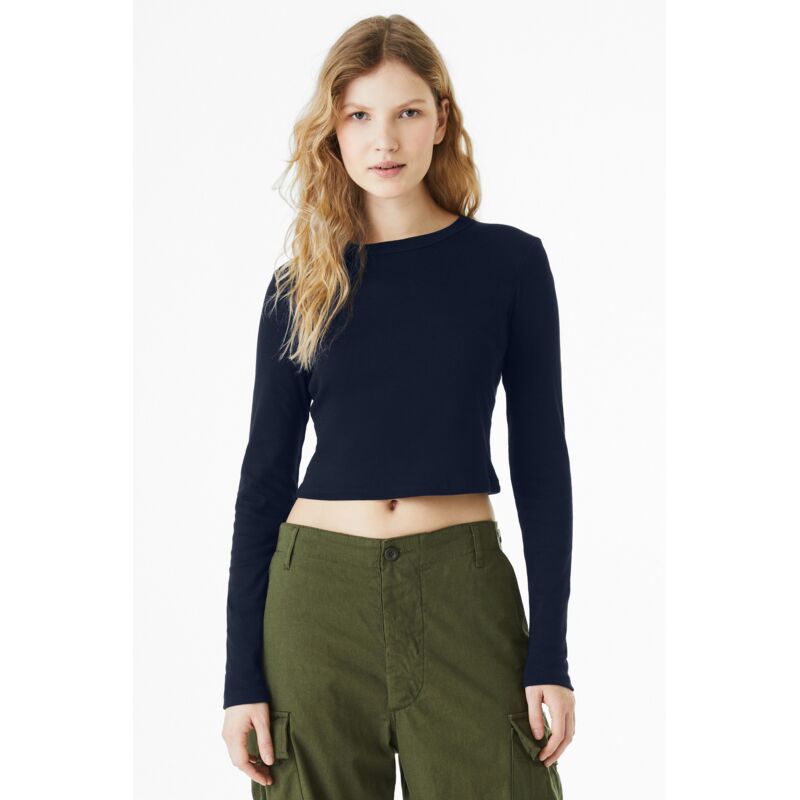 Women's Micro Rib Long Sleeve Baby Tee Thumbnail