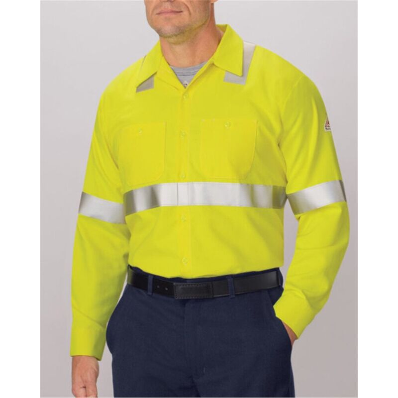 Men's Tall High Visibility Long Sleeve Work Shirt Thumbnail
