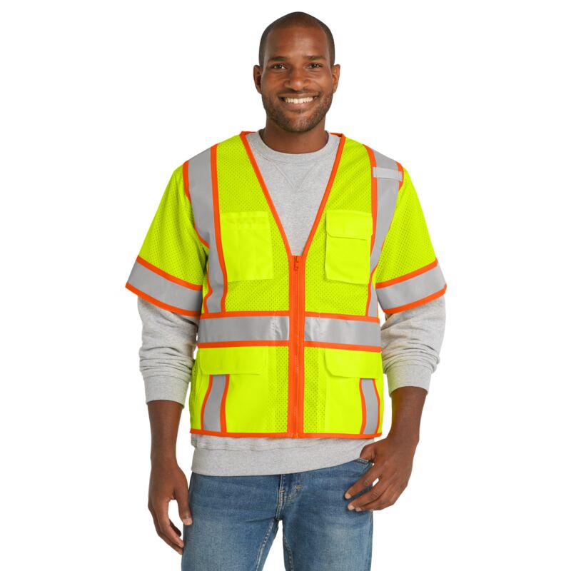 Ansi 107 Class 3 Surveyor Mesh Zippered Two Tone Short Sleeve Vest Thumbnail