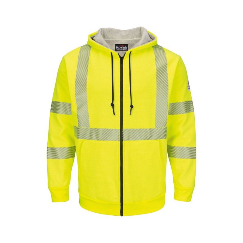 Men's Hi-Visibility Zip-Front Hooded Fleece Sweatshirt with Waffle Lining Thumbnail